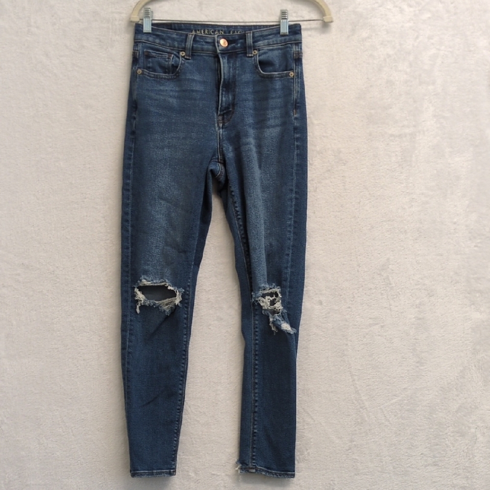 American Eagle Women's Stretch High Rise Skinny Distressed Mom Jeans Size‎ 0